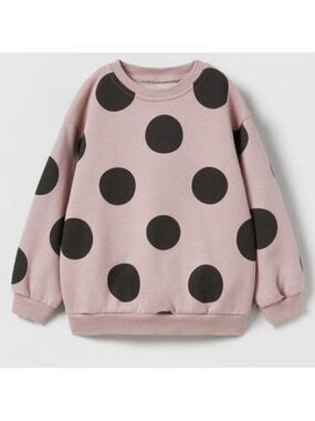 Zara Toddler Polka Dot Crewneck Fleece Oversized Sweatshirt Top